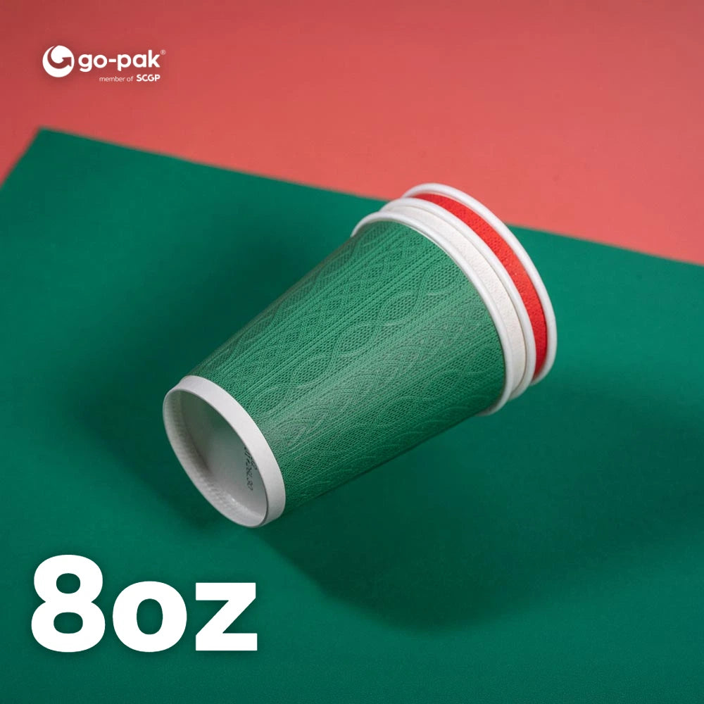 8oz Festive Double Wall Disposable Cups - 500 Pack