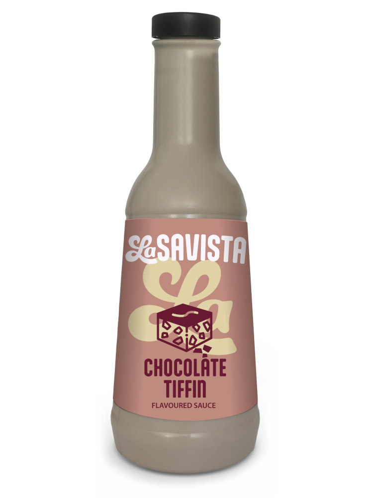 Savista Chocolate Tiffin flavored sauce bottle on a white background
