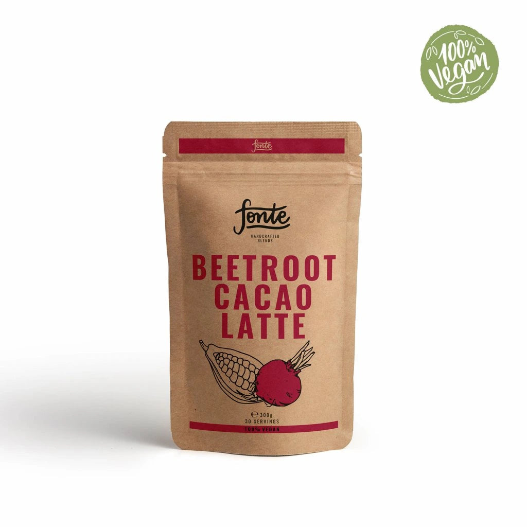 300g pouch of vegan beetroot latte powder – dairy-free superfood drink mix
