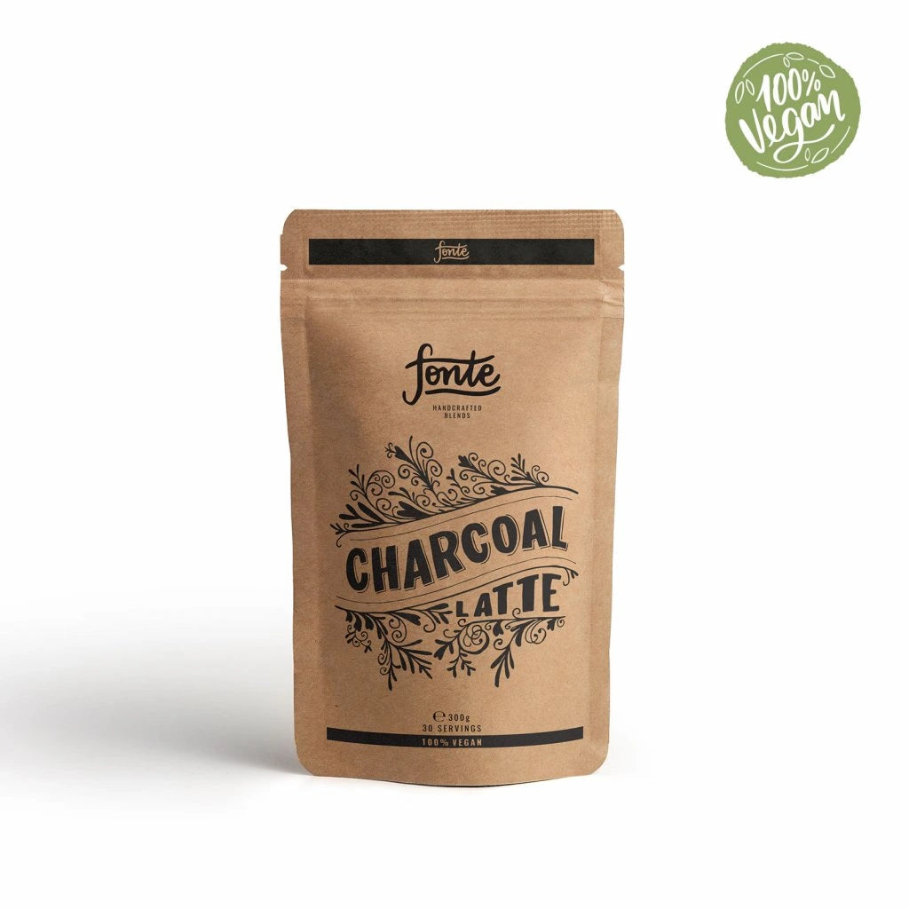 300g pouch of vegan charcoal latte powder – dairy-free superlatte for cafés and home use, exclusive to DiscountCoffee.ie