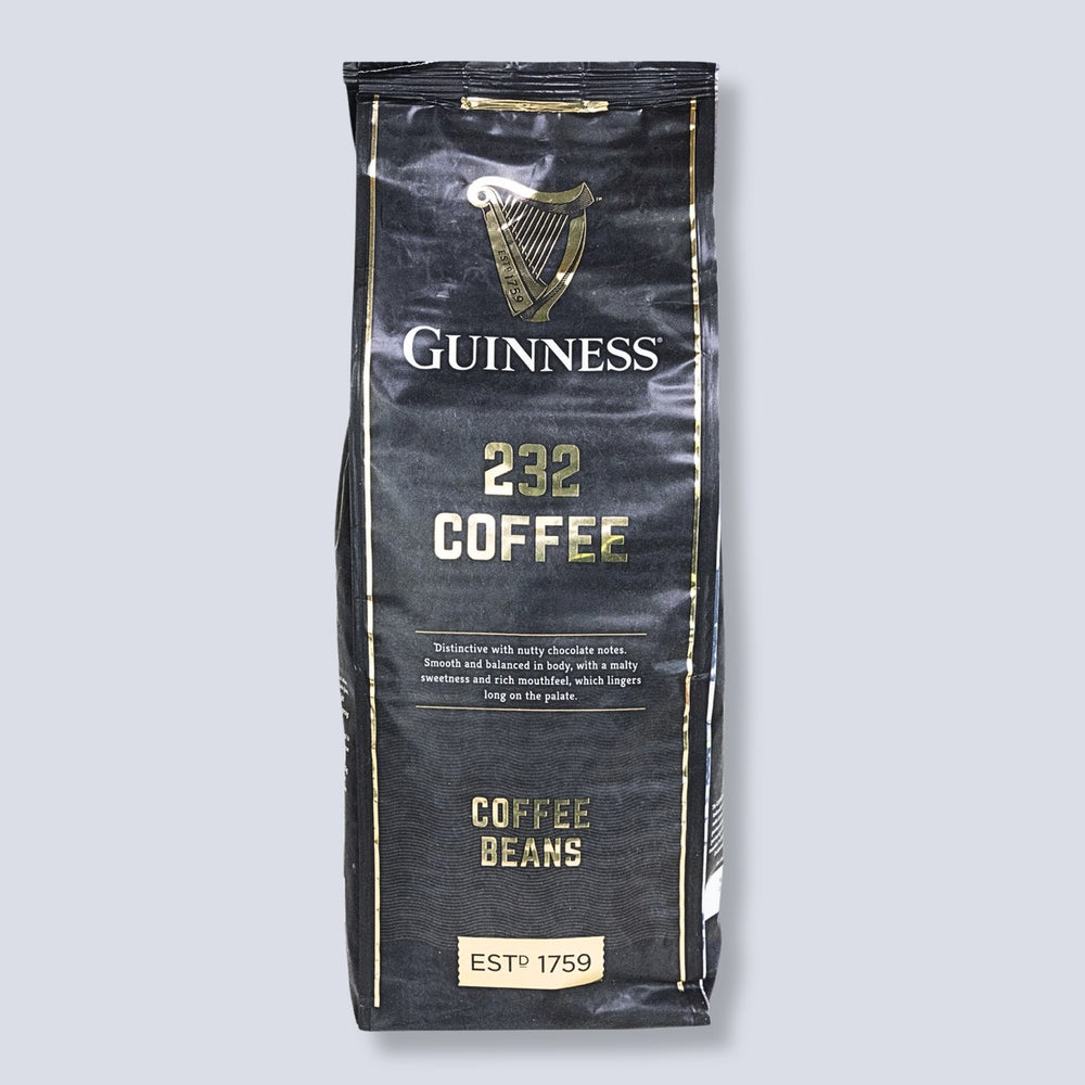 Guinness 232 Coffee Beans 1kg black bag by Tiki Tonga, front of pack