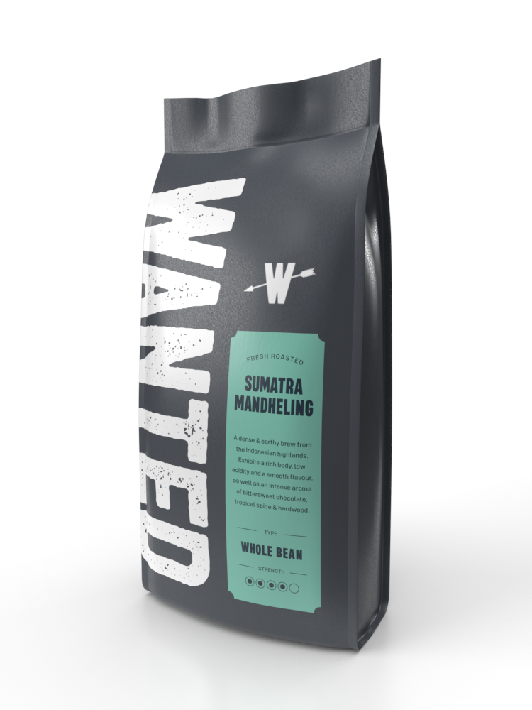 Wanted Sumatra Mandheling coffee beans 1kg — rich and earthy Indonesian roast, available online in Ireland.