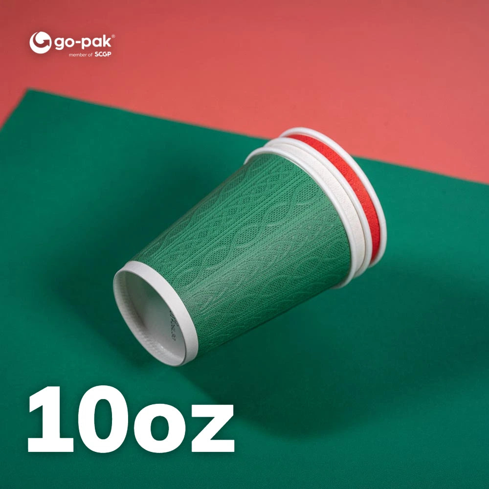 10oz Festive Double Wall Disposable Cups - 500 Pack