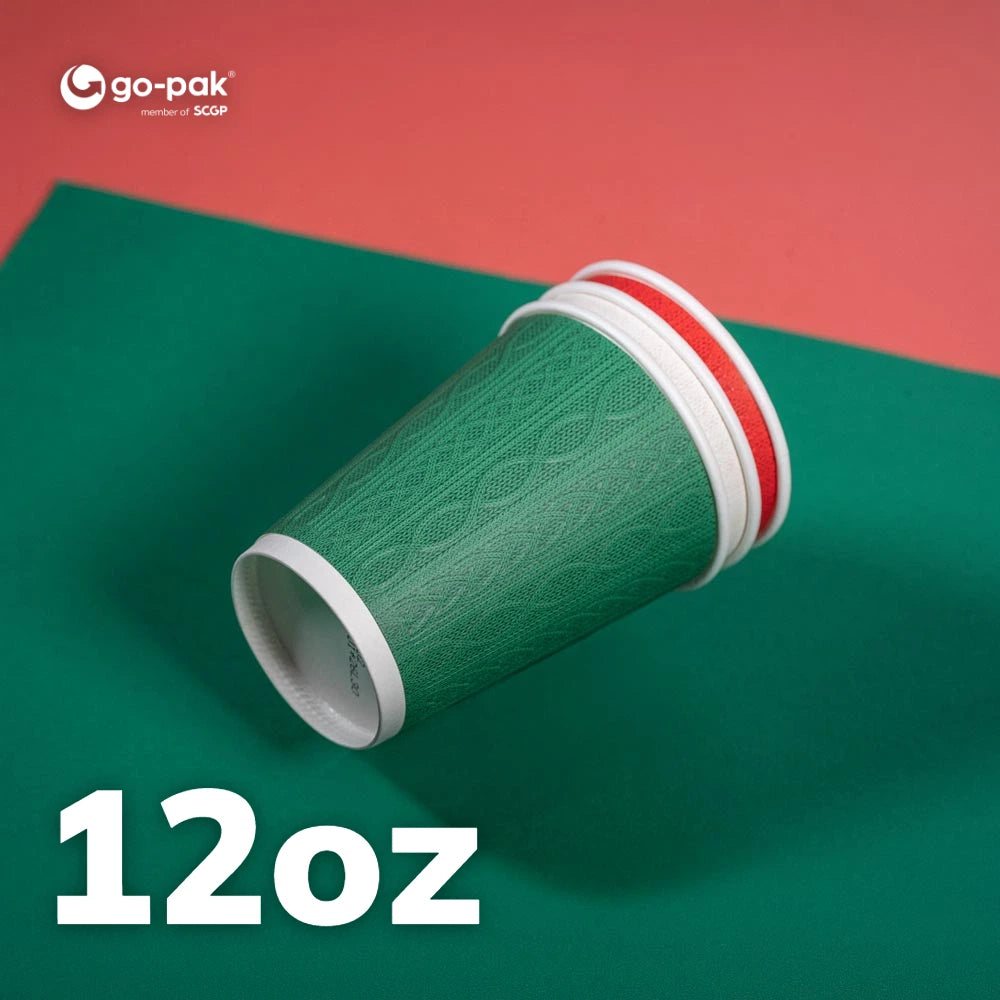 12oz Festive Double Wall Disposable Cups - 500 Pack