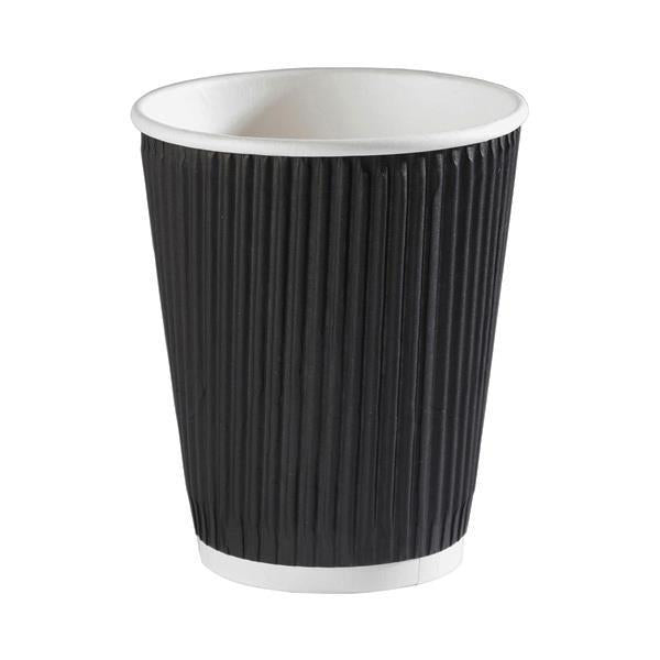 8oz Black Triple Walled Ripple Cups - 500 Pack