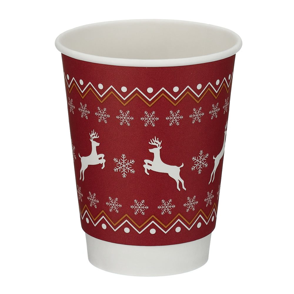 12oz Christmas Double Wall Coffee Cups - 500 Pack