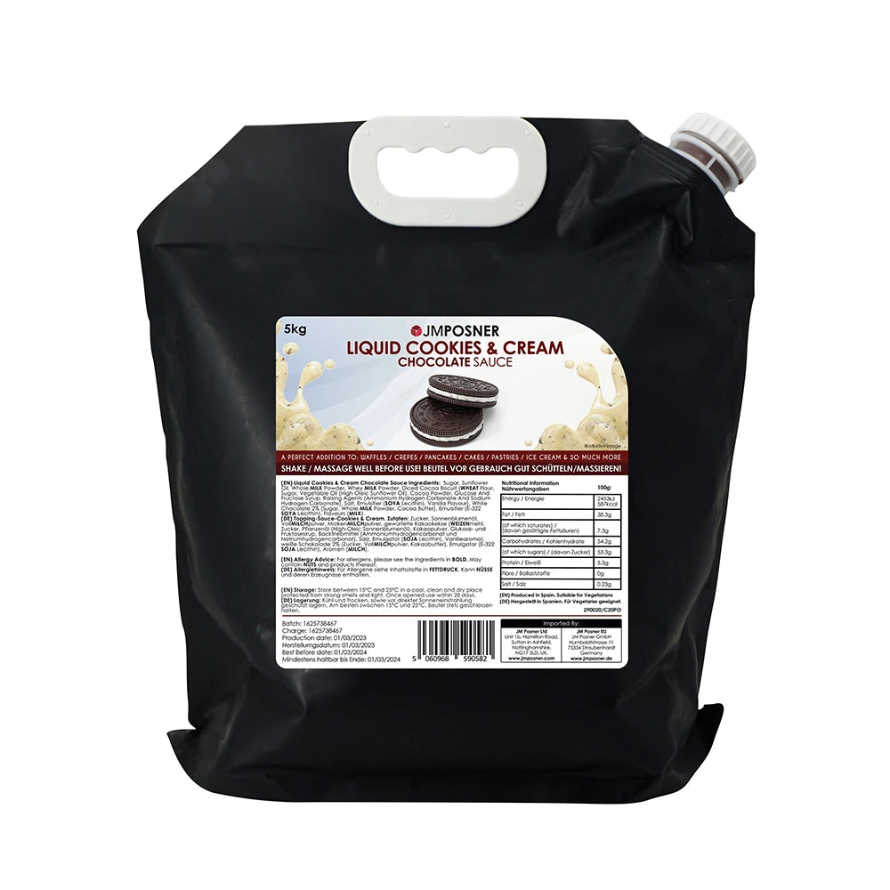 JMP Liquid Cookies & Cream Chocolate Sauce 5kg Spout Bag