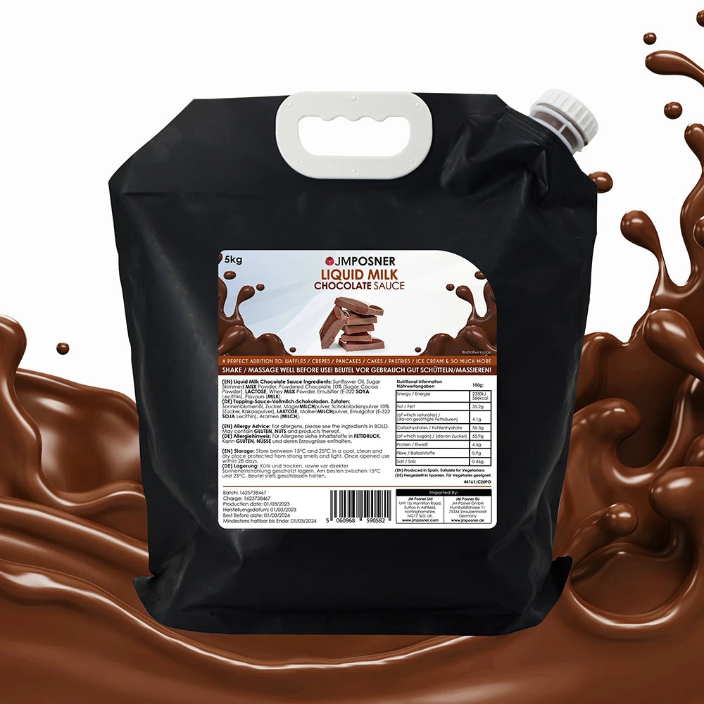 JMP Liquid Milk Chocolate Sauce 5KG Spout Bag
