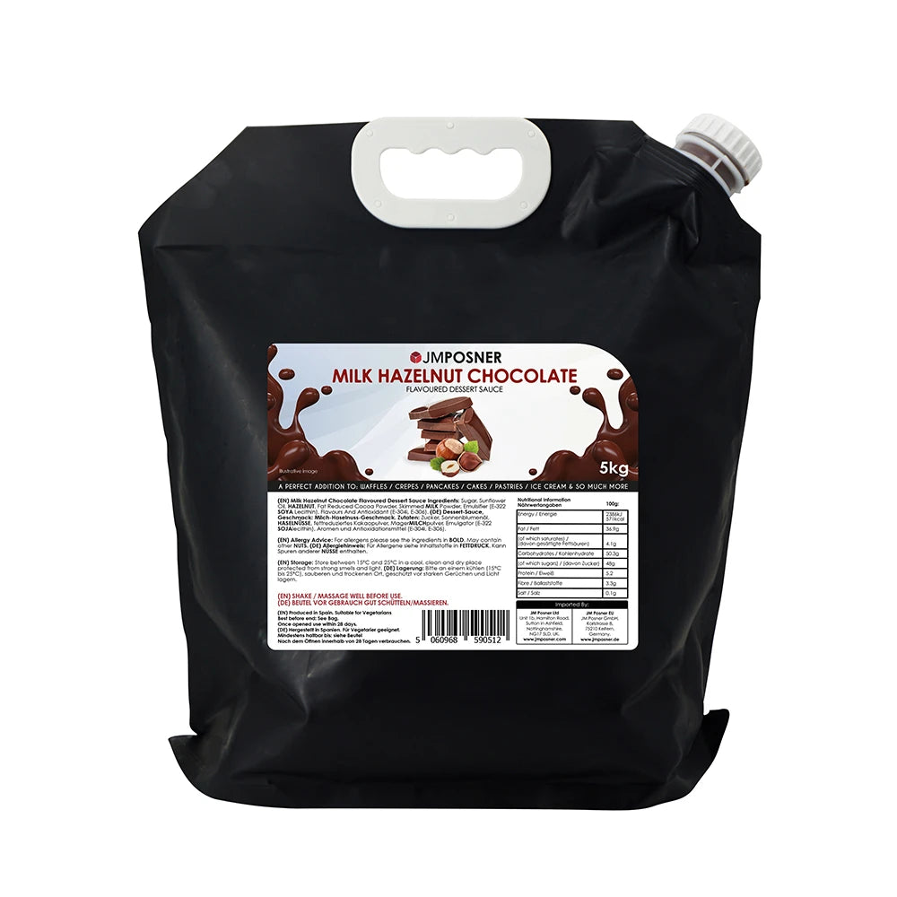 JMP Liquid Milk Hazelnut Chocolate Sauce 5kg Spout Bag