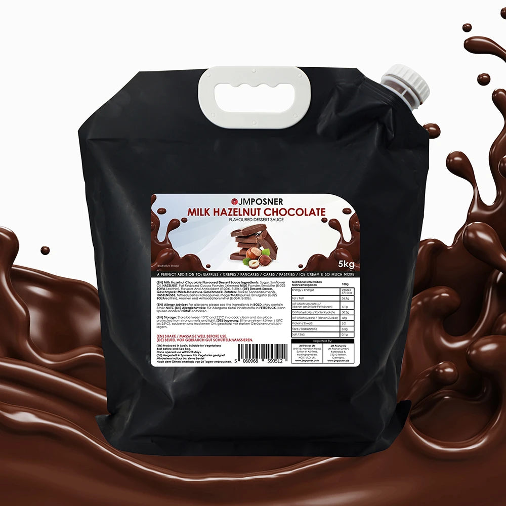 JMP Liquid Milk Hazelnut Chocolate Sauce 5kg Spout Bag