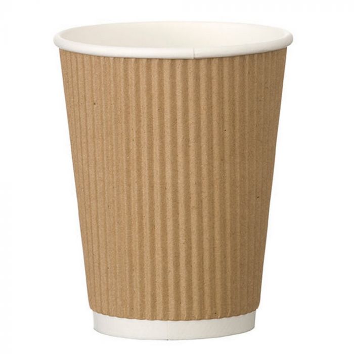 8oz Kraft Triple Walled Ripple Coffee Cup - 500 Pack