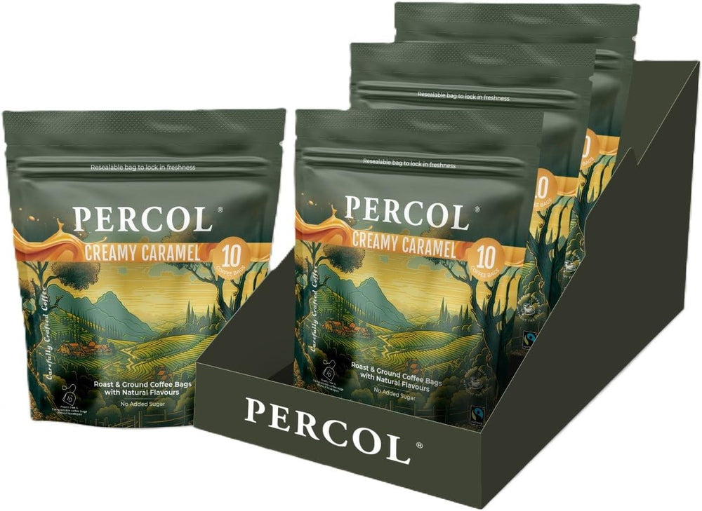 Percol FT Creamy Caramel Flavoured Coffee Bags 10x8g