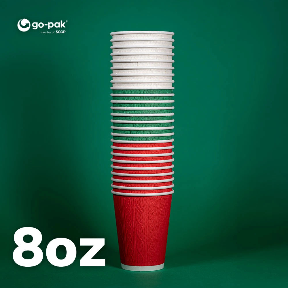 8oz Festive Double Wall Disposable Cups - 500 Pack