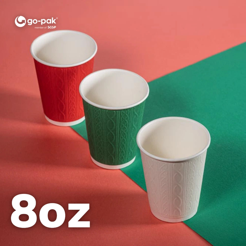 8oz Festive Double Wall Disposable Cups - 500 Pack