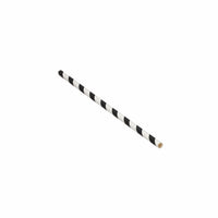 Black and white striped paper straw in clean product photograph on white background