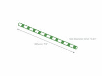 Technical illustration of striped paper straw with 200mm length and 6mm hole diameter labels