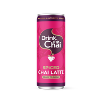 Can of Drink Me Chai Spiced Chai Latte on a white background