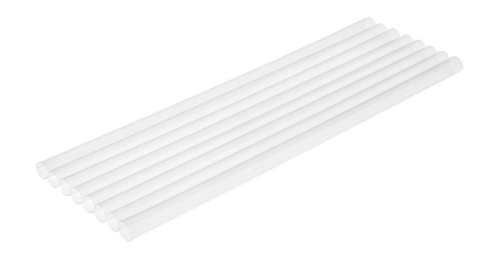 A pack of clear plastic straws for drinking.
