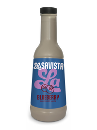 Blueberry coulis from LaSavista beverage bottle packaging with 50 percent fruit content for drinks desserts drizzle topping