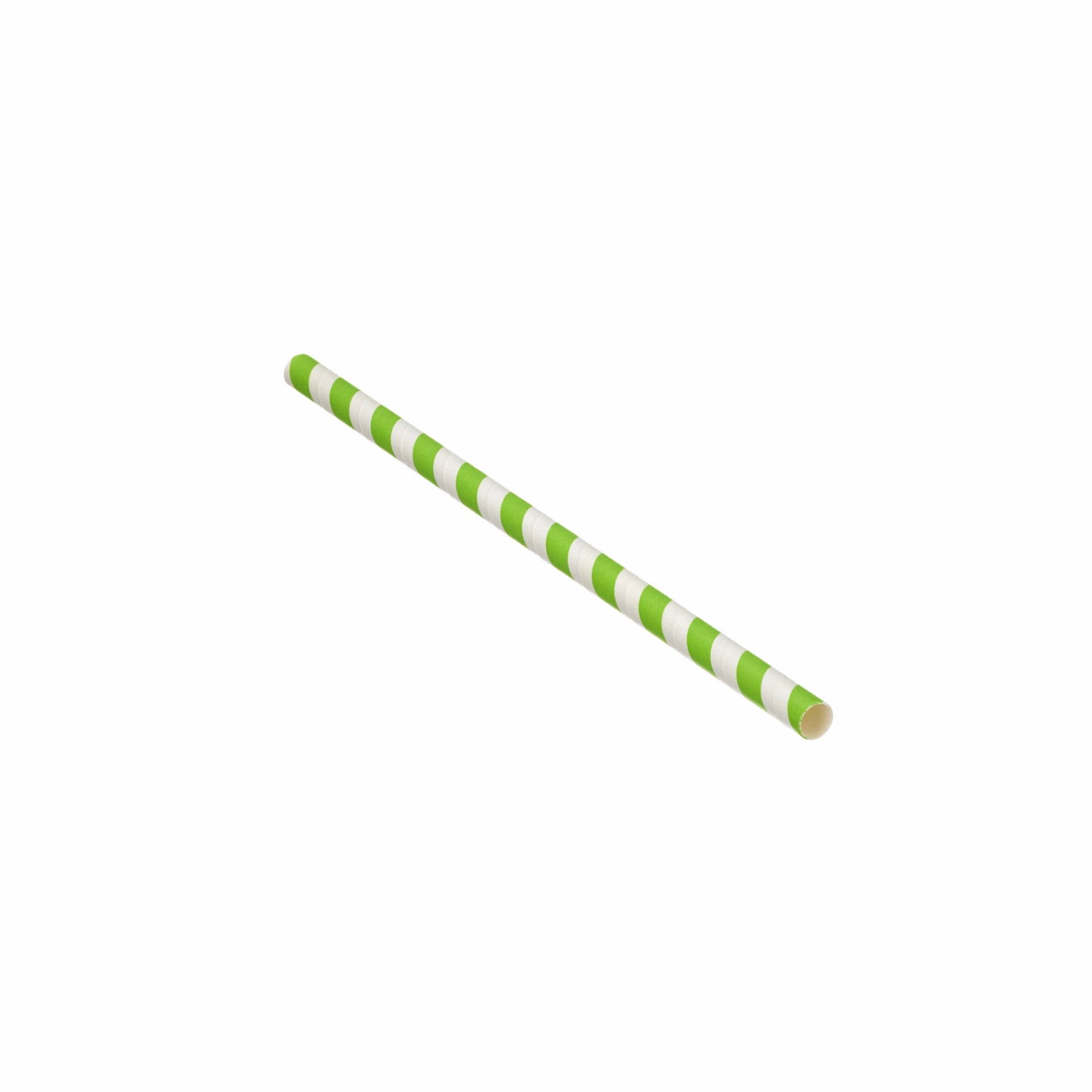 Lime Striped Paper Straw 200m x 8mm