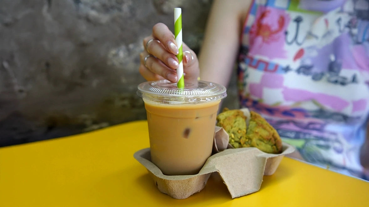 Lime Striped Paper Straw 200m x 8mm