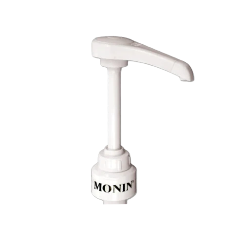 White Monin syrup dispenser on a white background