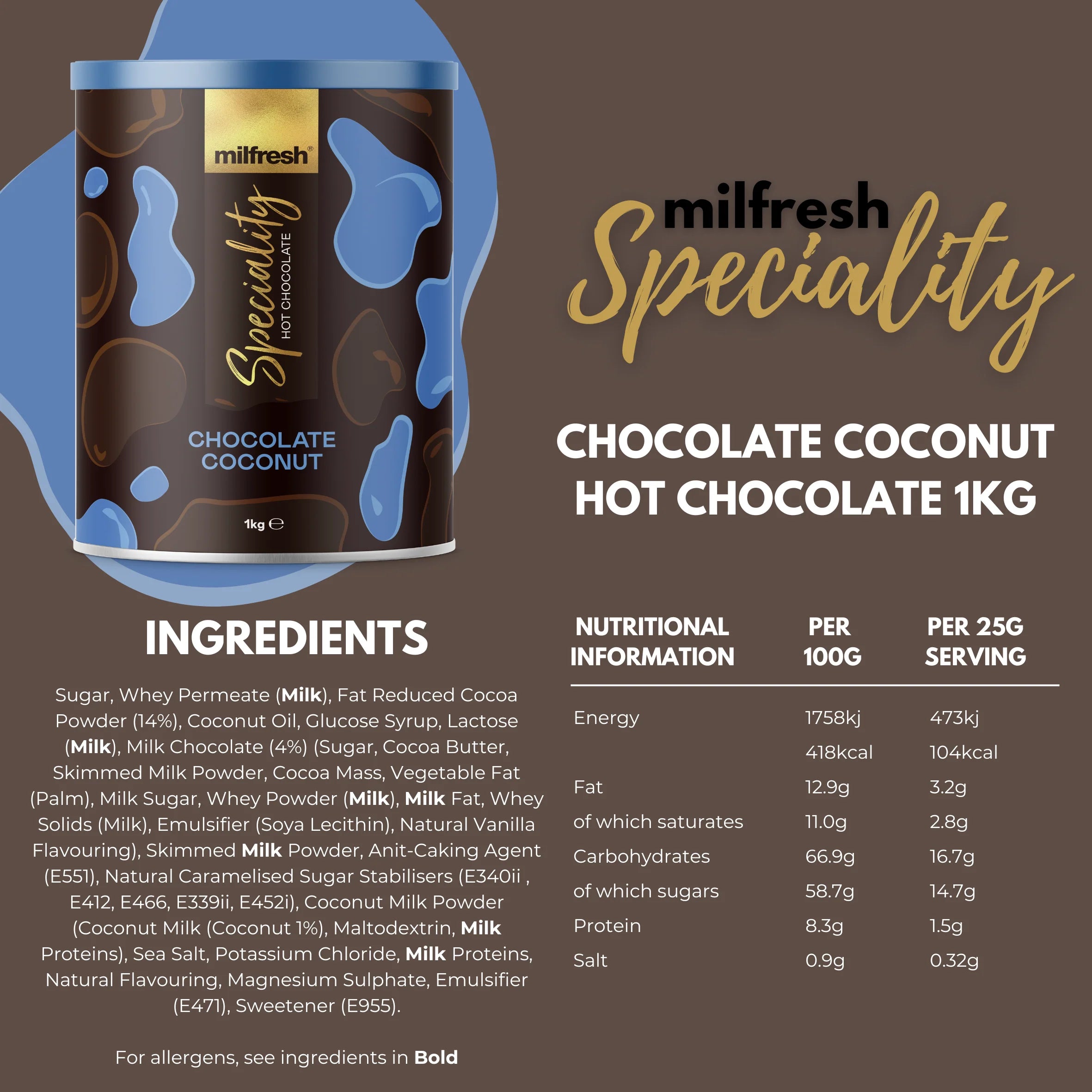 Milfresh Speciality Hot Chocolate Coconut 1kg