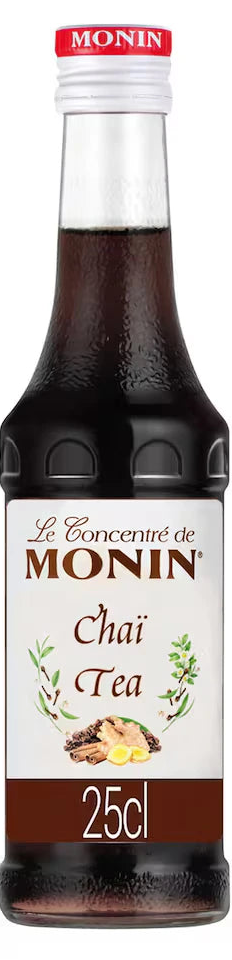 Monin Chai Tea Concentrate 25cl bottle 10 drinks icon product shot monin chai tea chai syrup coffee syrups
