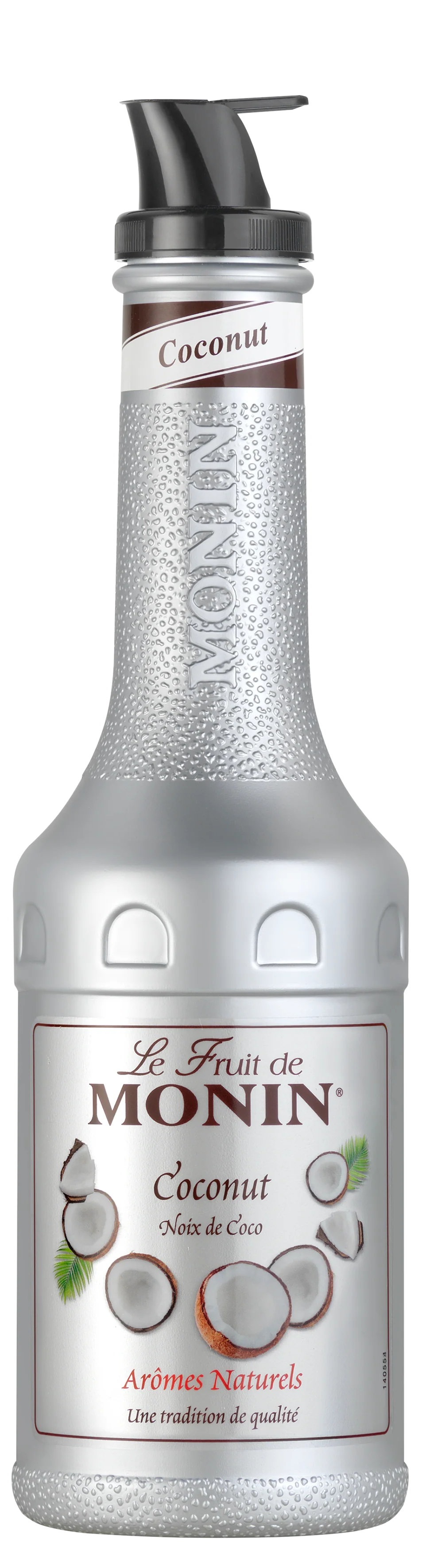 Monin coconut syrup bottle on a white background