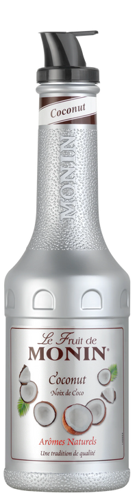 Monin coconut syrup bottle on a white background