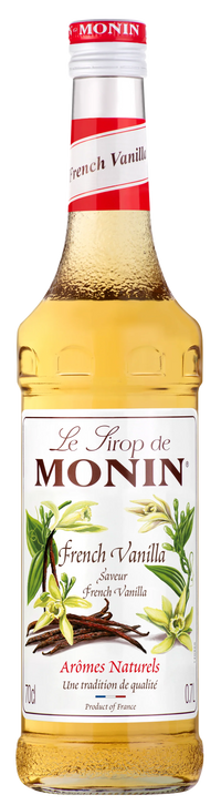 Monin French Vanilla syrup bottle with label