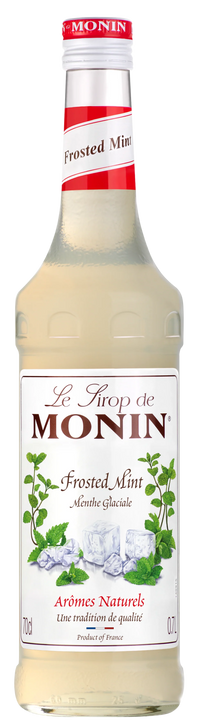 Monin Frosted Mint syrup bottle with label