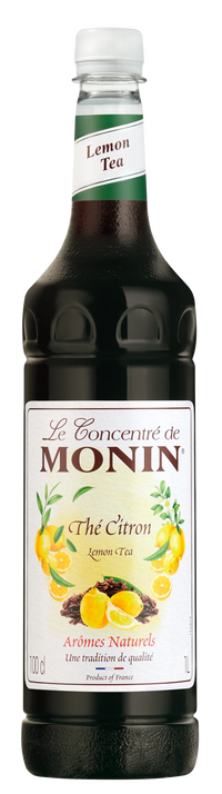 Monin lemon tea syrup bottle with label