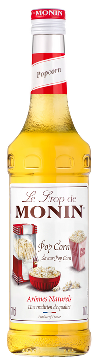 Monin Popcorn syrup bottle with label