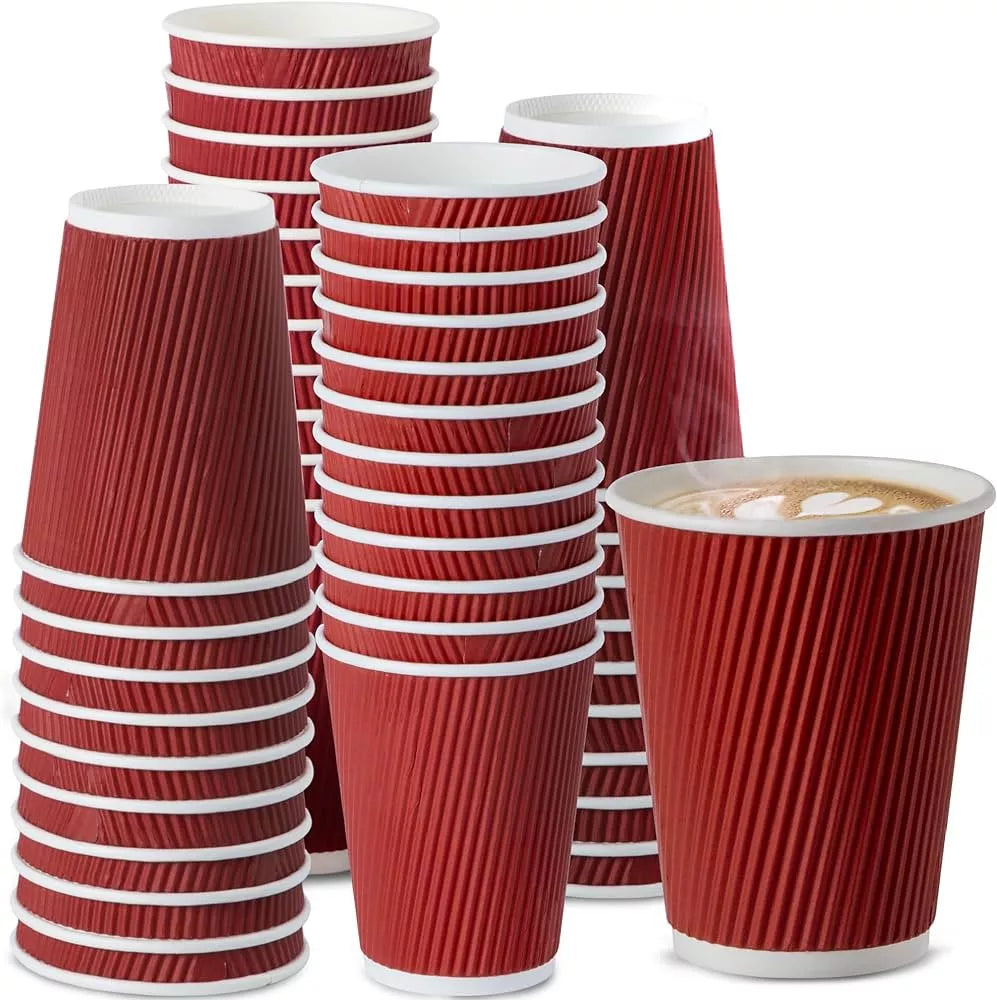 8oz Red Triple Walled Ripple Cups - 500 Pack
