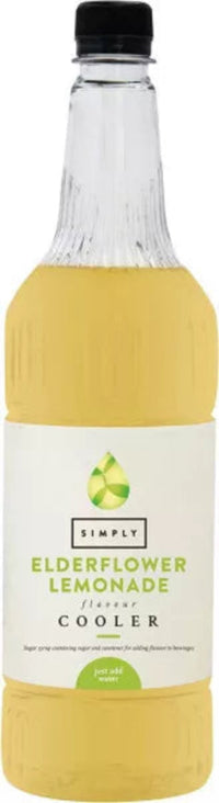 Bottle of Simply Elderflower Lemonade Cooler on a white background