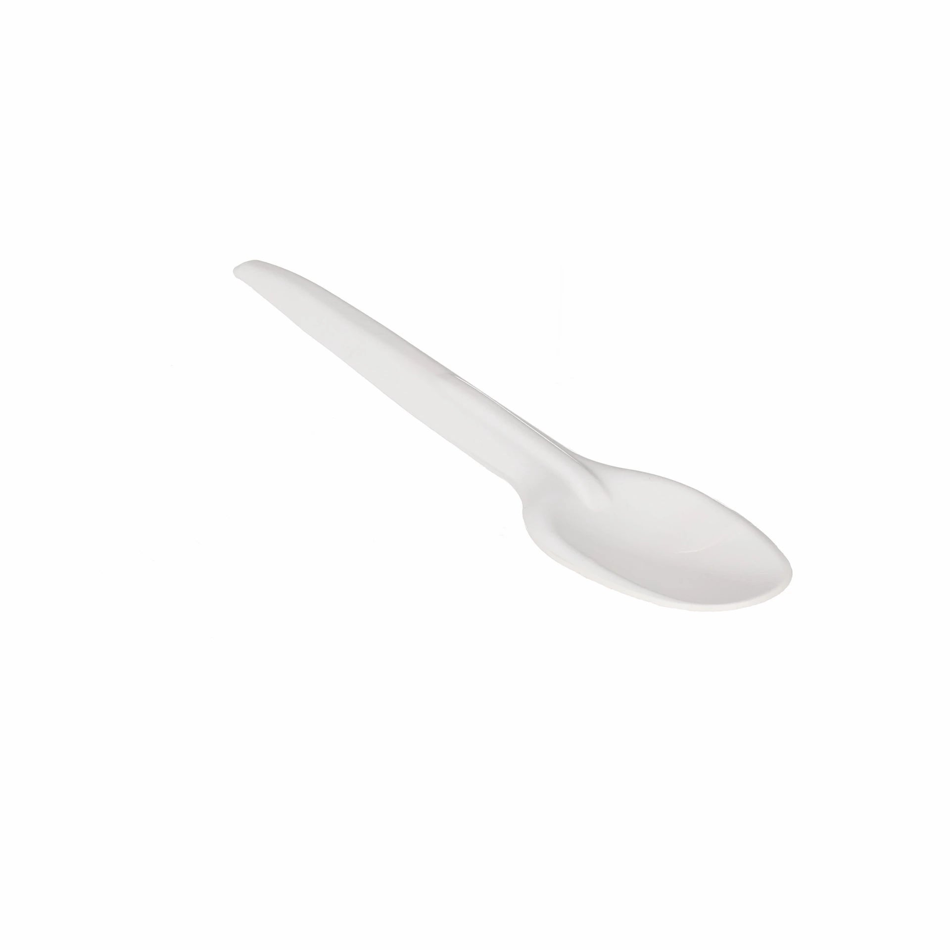 Studio product photo of white Go-Pak premium paper spoon isolated on plain background.