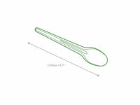 Technical line drawing of Go-Pak premium paper spoon cutlery with 170mm length dimension.