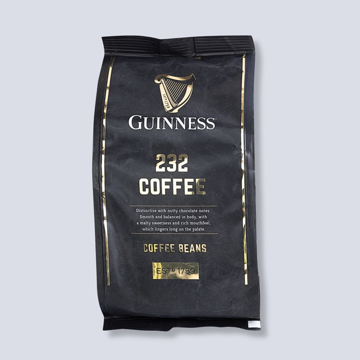 Guinness 232 Coffee Beans 227g black bag by Tiki Tonga, front of pack