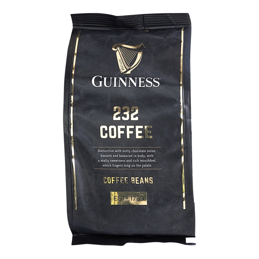 Guinness 232 Coffee Beans 227g bag by Tiki Tonga on a white background