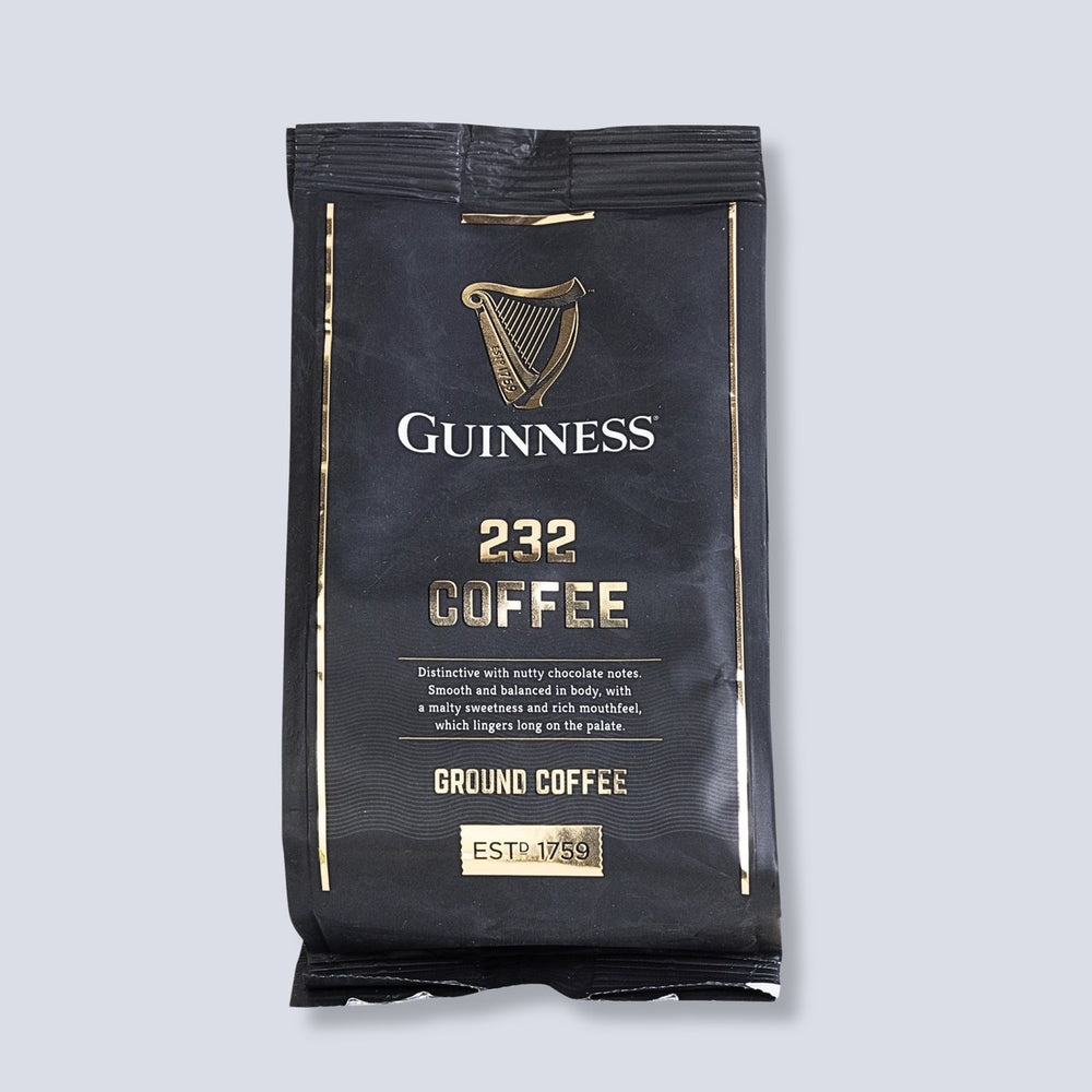 Guinness 232 Ground Coffee 227g black bag by Tiki Tonga, front of pack