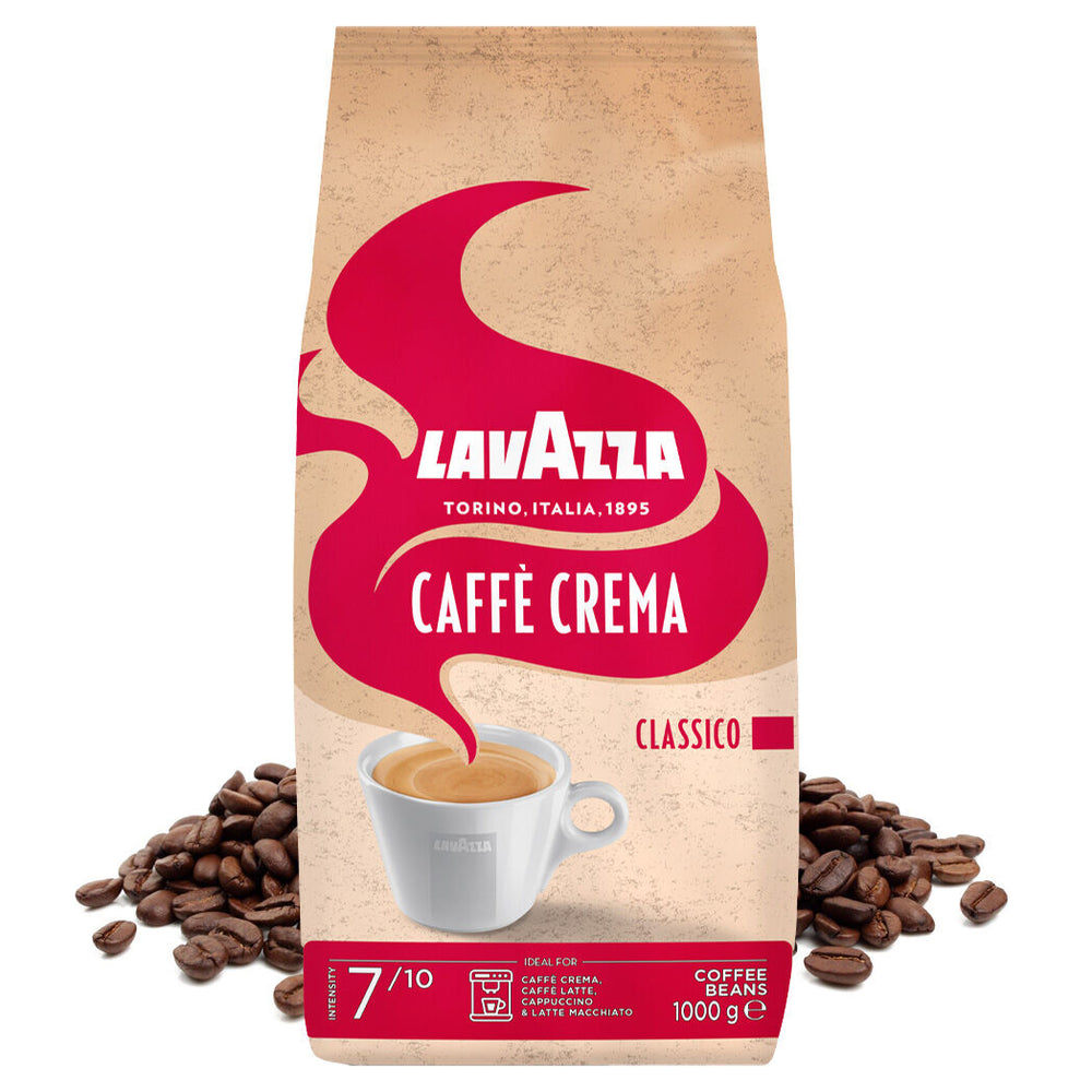 Lavazza Caffè Crema Classico Coffee Beans 1kg bag with smooth Italian espresso blend