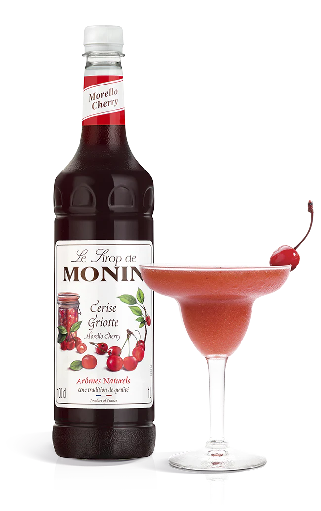 Monin Morello Cherry Syrup 1 Litre bottle – premium cherry flavouring for drinks and desserts