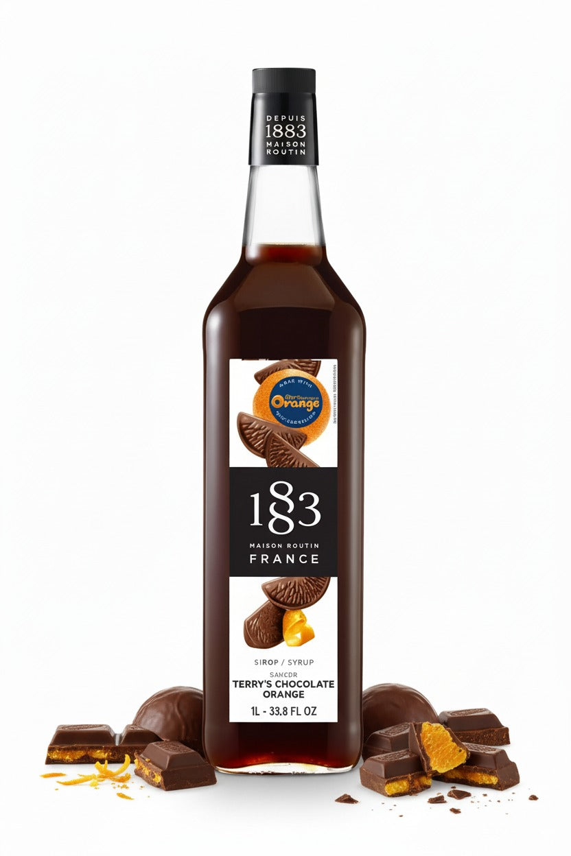 Routin 1883 Terry’s Chocolate Orange Syrup 1 Litre bottle – rich chocolate and zesty orange flavouring for coffee, hot chocolate and desserts in Ireland.