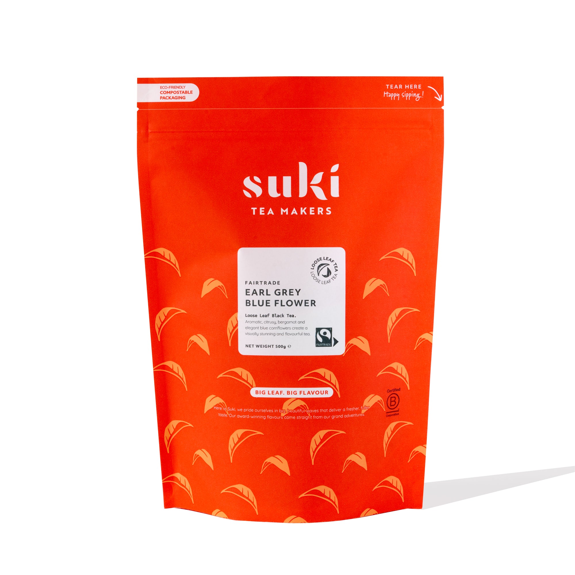Suki Fairtrade Earl Grey Loose Leaf Tea 500g pouch of fragrant black tea with natural bergamot